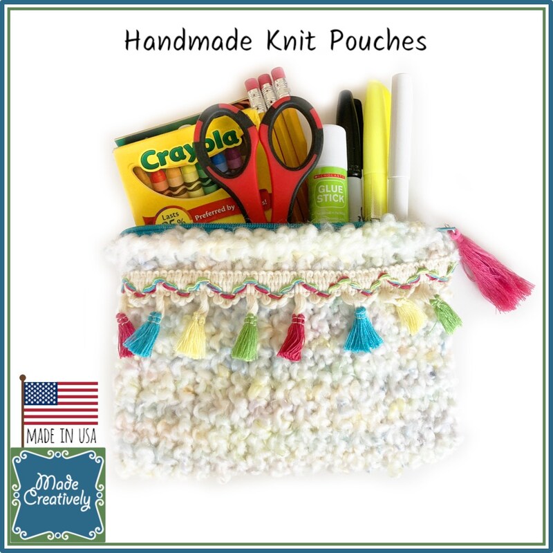 Knitted Pouch-Clutch Purse for Makeup, School Supplies, Traveling and More!